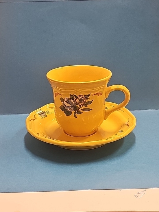Mikasa Other - Mikasa Country Hearth Yellow Floral Ceramic Teacup and Saucer Set